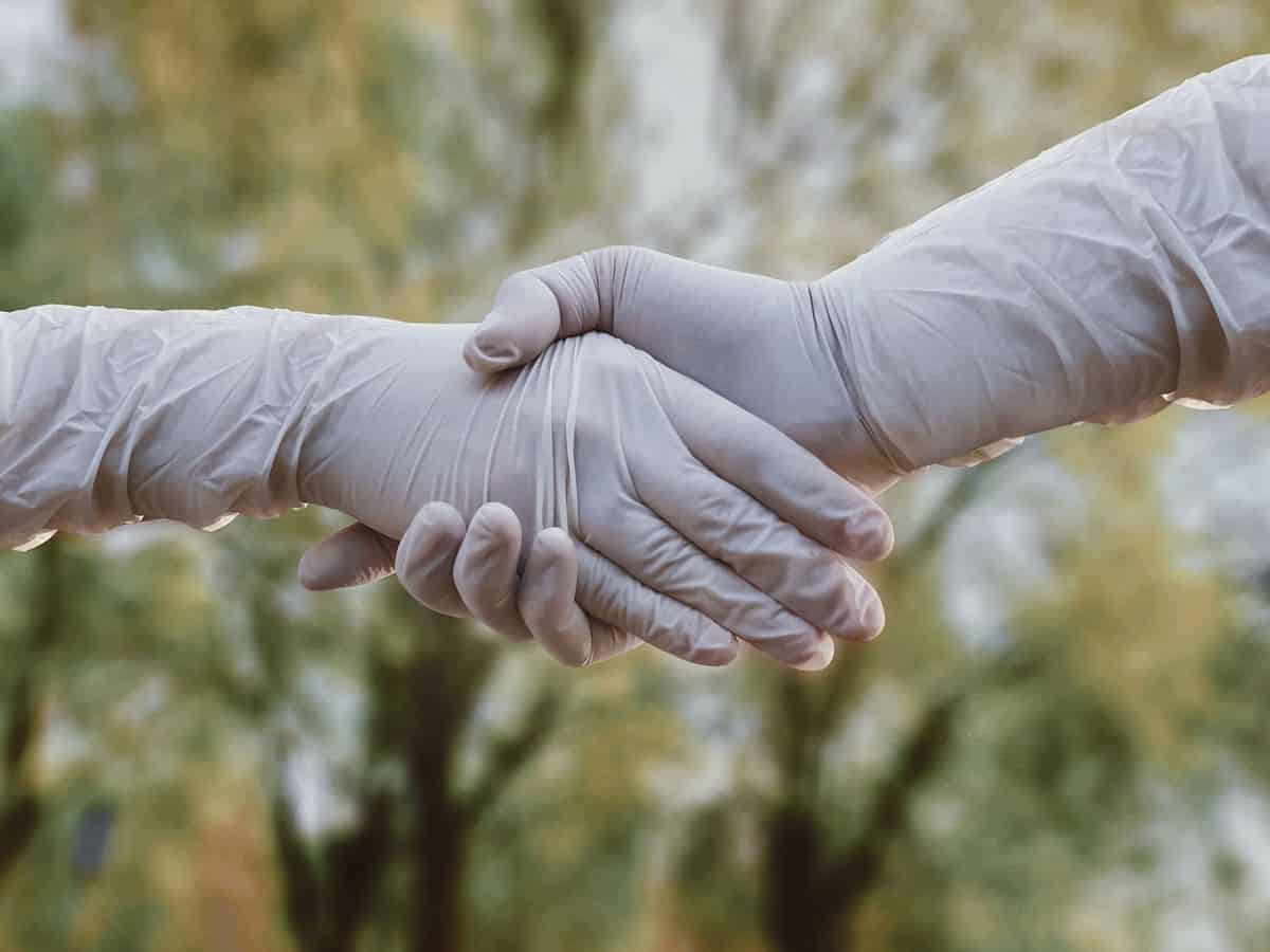 Safety gloves shake hand